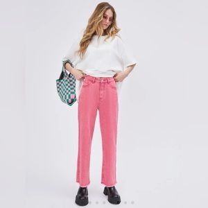 Cider Denim Solid Wide Legged Jeans - Pink